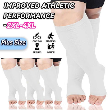 Chaussettes de compression à bout ouvert de couleur unie grande taille (3 paires) - image 8