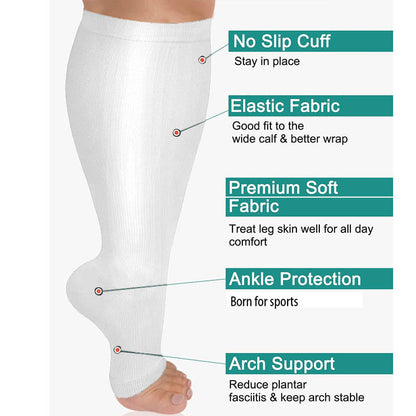Chaussettes de compression à bout ouvert de couleur unie grande taille - image 8