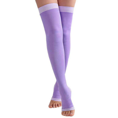 Chaussettes de compression hautes à bout ouvert grande taille (2 paires) - Violet - Convient à 132 lb - image 5