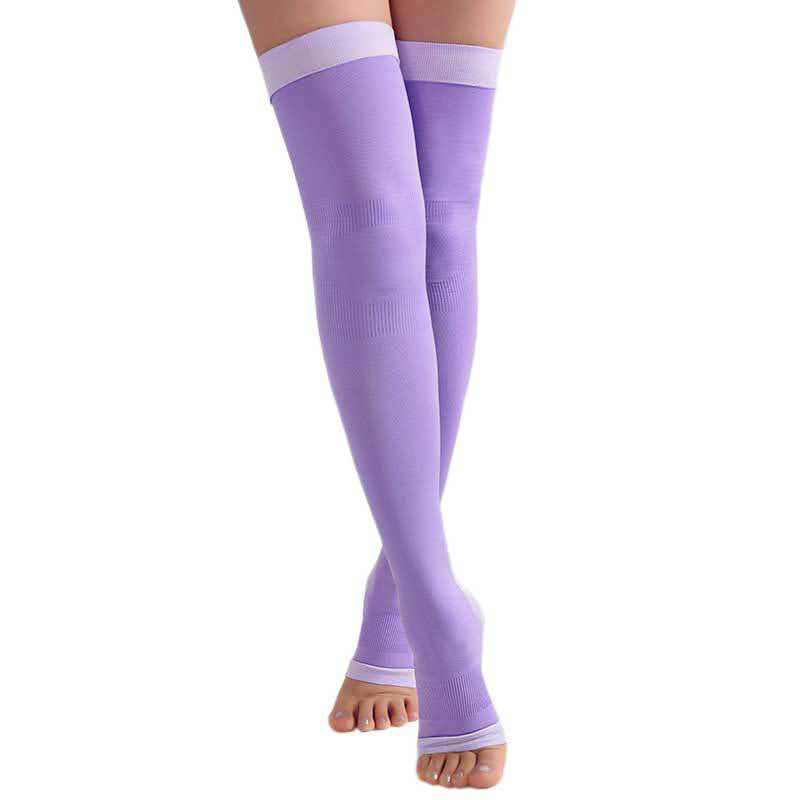 Chaussettes de compression hautes à bout ouvert grande taille (2 paires) - Violet - Convient à 132 lb - image 4