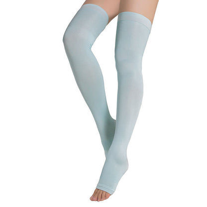 Chaussettes de compression hautes à bout ouvert grande taille (2 paires) - Bleu - Convient à 132 lb - image 1