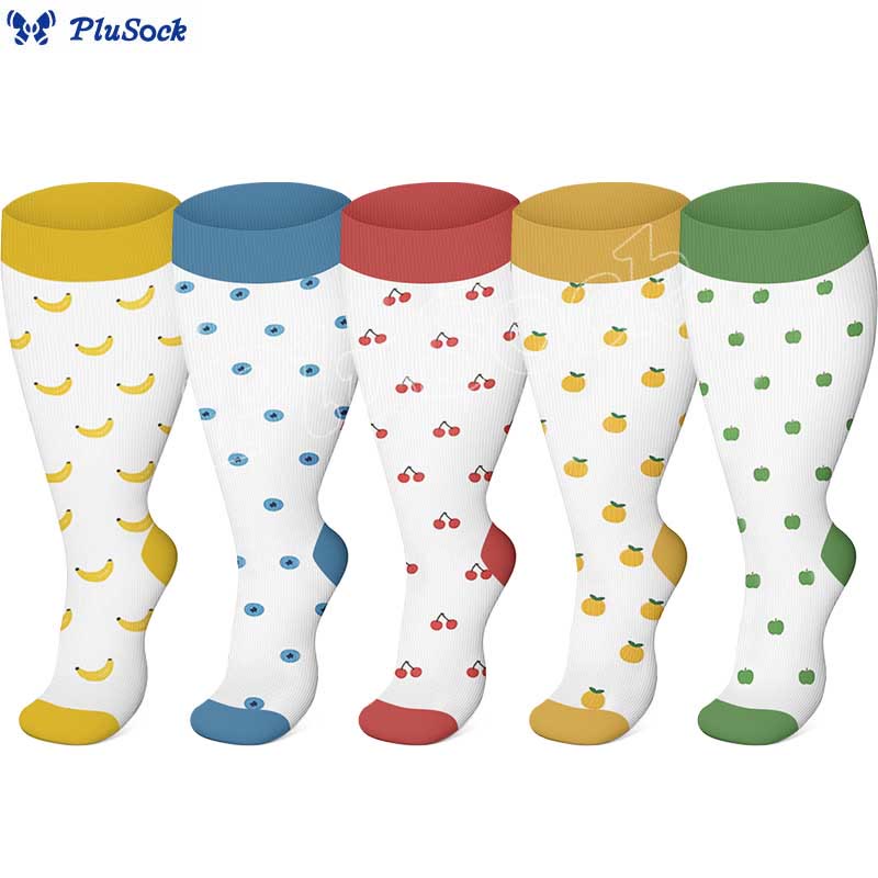Chaussettes de compression style fruits grande taille (3 paires)