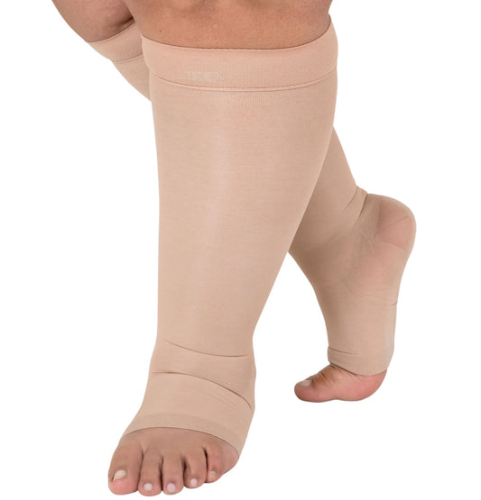Chaussettes de compression transparentes à bout ouvert grande taille - Nu - 2XL - image 1