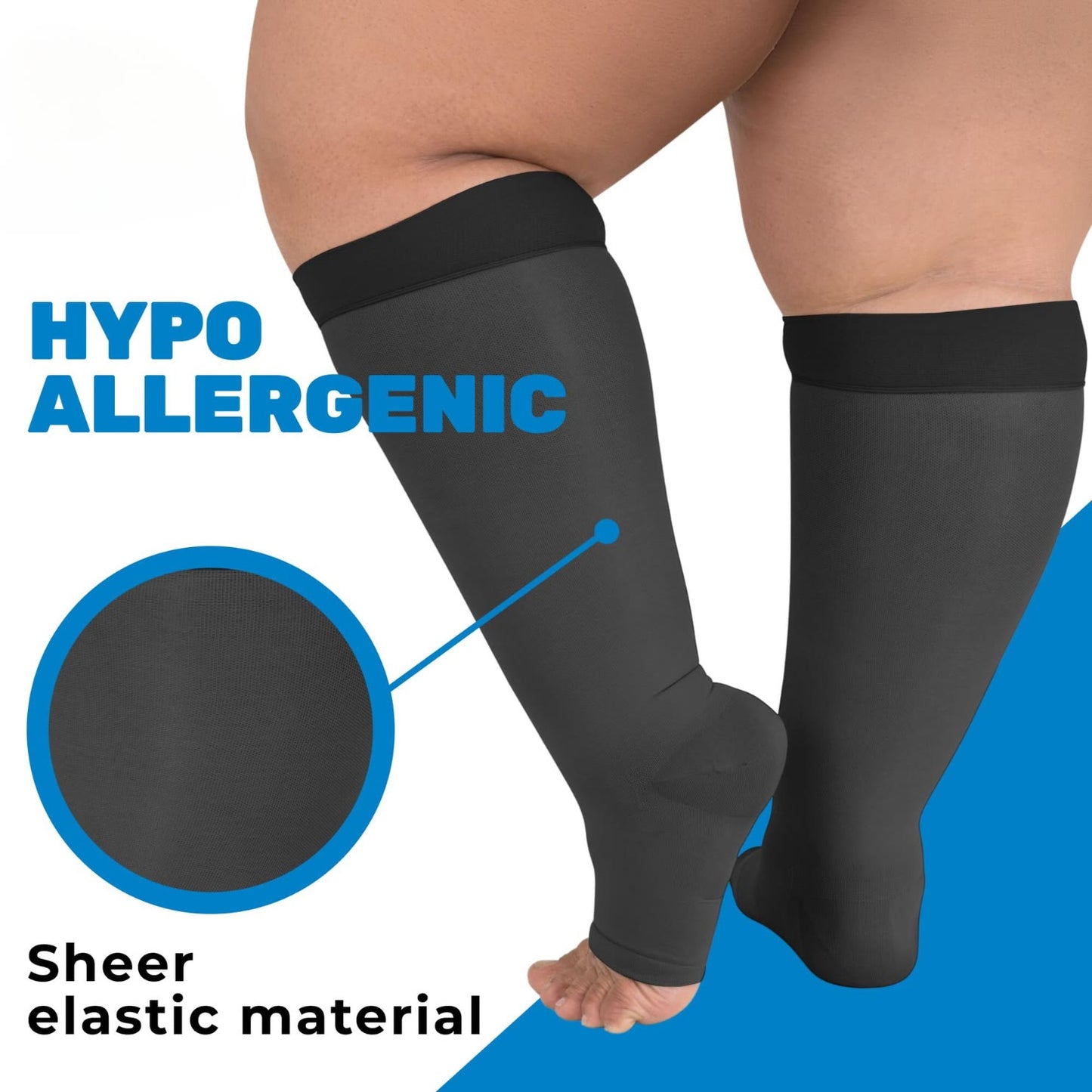 Chaussettes de compression transparentes à bout ouvert grande taille - image 2