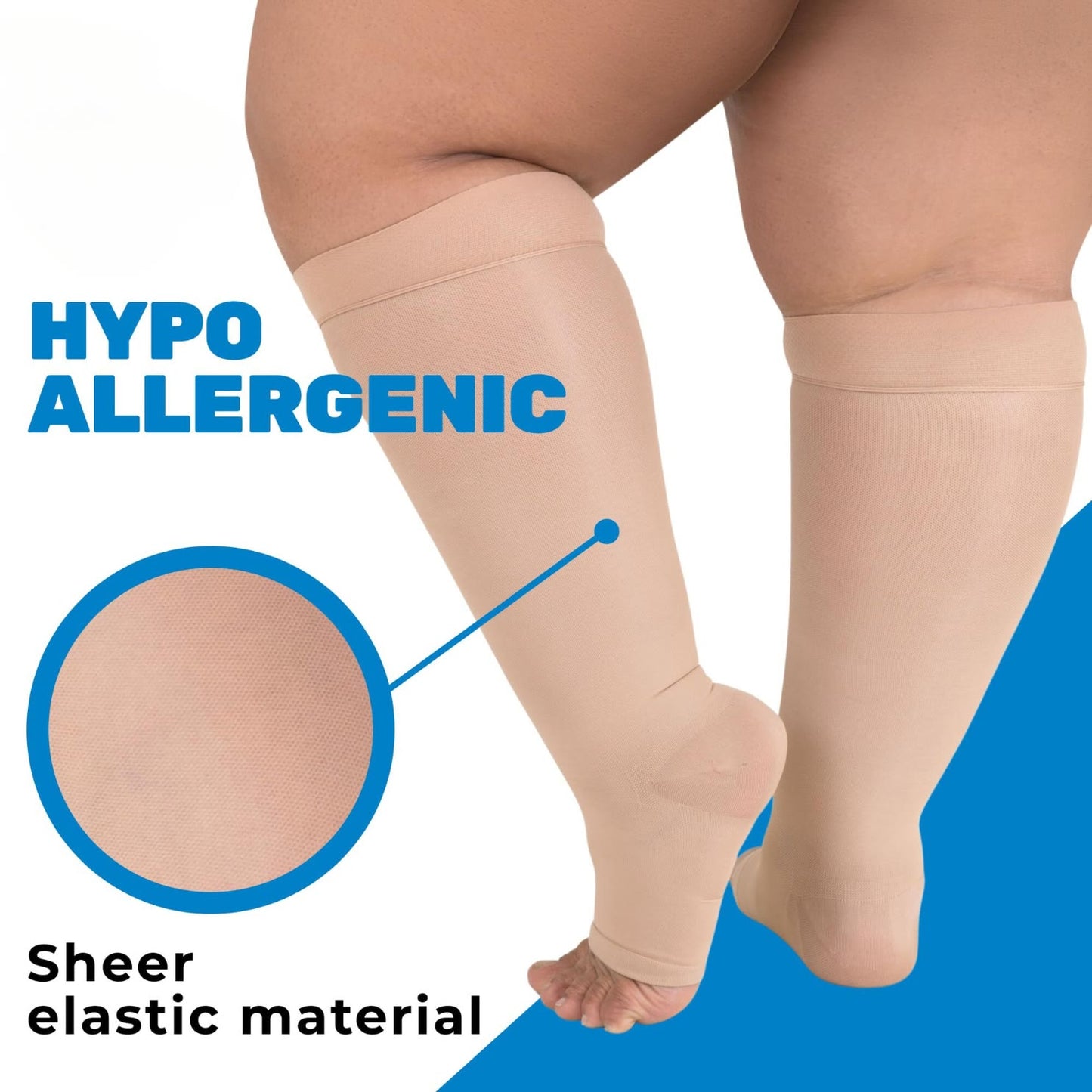 Chaussettes de compression transparentes à bout ouvert grande taille - image 3