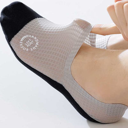 Chaussettes invisibles en soie glacée gaufrée grande taille (6 paires)