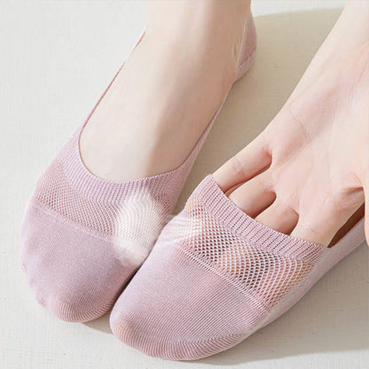 Chaussettes d'été invisibles en soie glacée grande taille (6 paires)