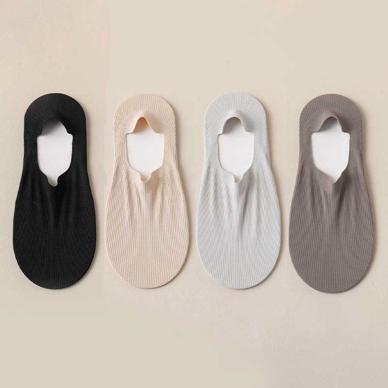 Chaussettes invisibles gaufrées grande taille (4 paires)