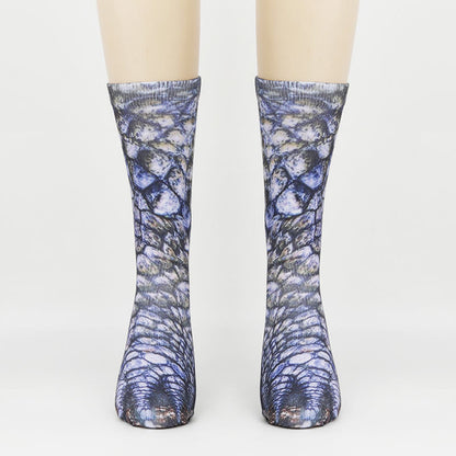 Chaussettes courtes grande taille motif pattes d'animaux 3D (3 paires) - Dinosaure - EU38-44 (US5-10) - image 2