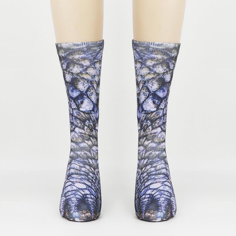 Chaussettes courtes à motifs de pattes d'animaux en 3D (3 paires) - Dinosaure - EU38-44 (US5-10) - image 1