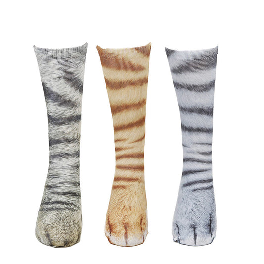 Chaussettes à motifs pattes de chat (3 paires) - Multicolore - EU38-44 (US5-10) - image 0