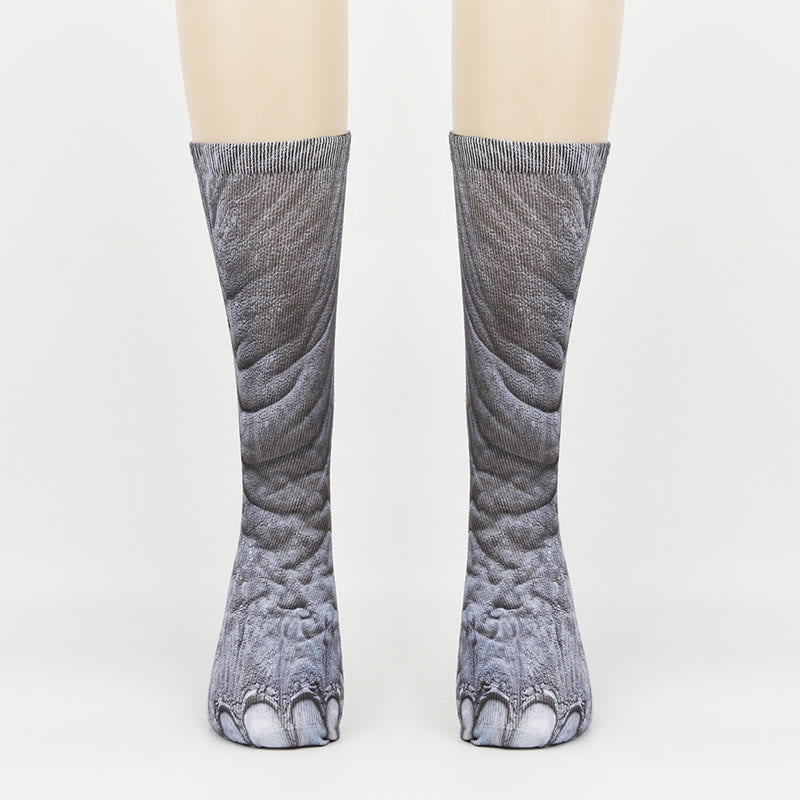 Chaussettes longues grande taille motif zèbre, éléphant, tigre et pattes (3 paires) - Éléphant - EU38-44 (US5-10) - image 6