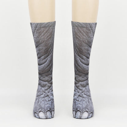 Chaussettes longues grande taille motif zèbre, éléphant, tigre et pattes (3 paires) - Éléphant - EU38-44 (US5-10) - image 6