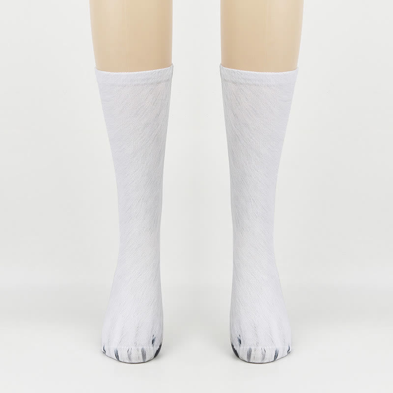 Chaussettes longues grande taille motif ours polaire, renard et léopard (3 paires) - Ours blanc - EU38-44 (US5-10) - image 2