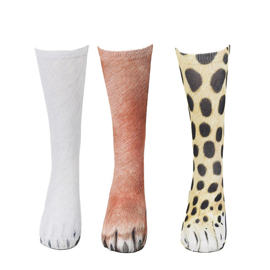 Chaussettes longues grande taille motif ours polaire, renard et léopard (3 paires) - Multicolore - EU38-44 (US5-10) - image 1