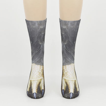 Chaussettes longues grande taille motif pattes d'aigle, lézard et léopard (3 paires) - image 4