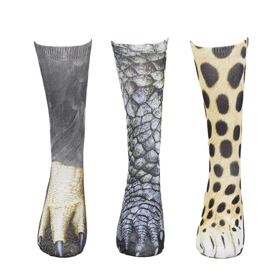 Chaussettes longues grande taille motif pattes d'aigle, lézard et léopard (3 paires) - Multicolore - EU38-44 (US5-10) - image 1