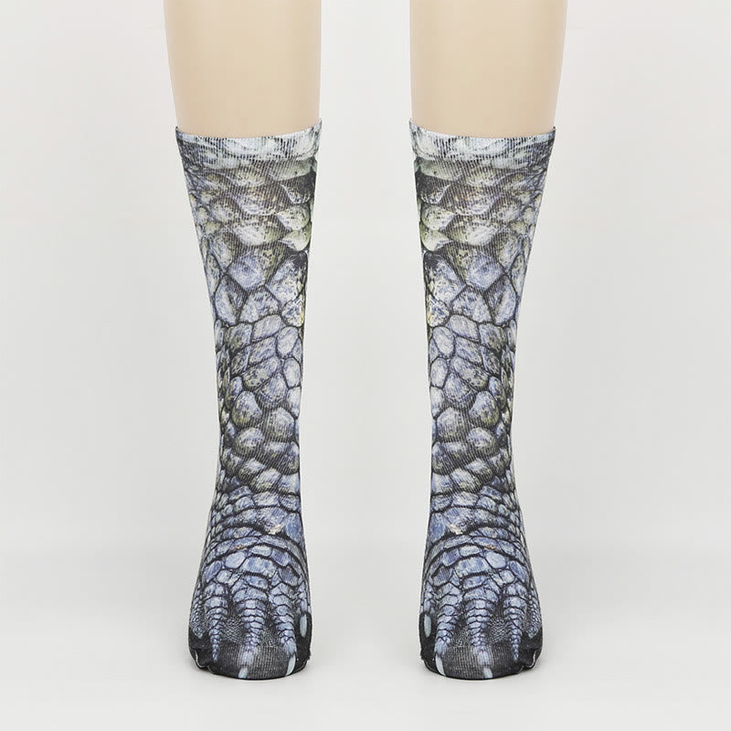 Chaussettes longues grande taille motif pattes d'aigle, lézard et léopard (3 paires) - Lézard - EU38-44 (US5-10) - image 3