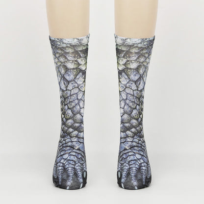 Chaussettes longues grande taille motif pattes d'aigle, lézard et léopard (3 paires) - Lézard - EU38-44 (US5-10) - image 3
