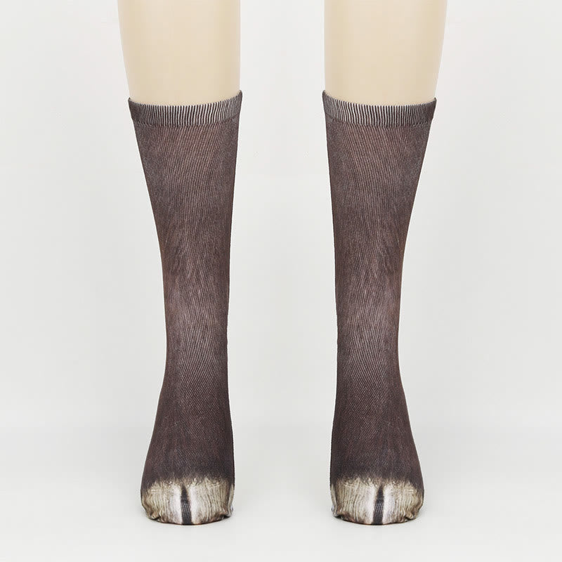 Chaussettes longues grande taille motif cochon, âne et cheval (3 paires)