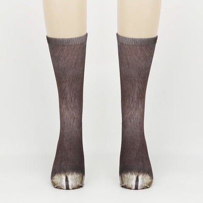 Chaussettes longues grande taille motif cochon, âne et cheval (3 paires)