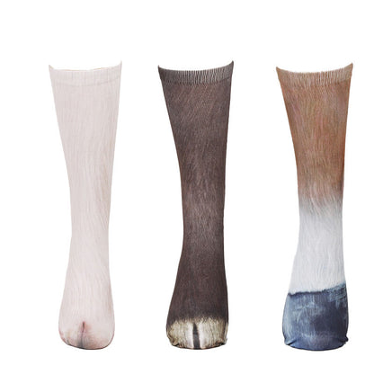 Chaussettes longues grande taille motif cochon, âne et cheval (3 paires)