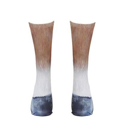 Chaussettes longues grande taille motif cochon, âne et cheval (3 paires)
