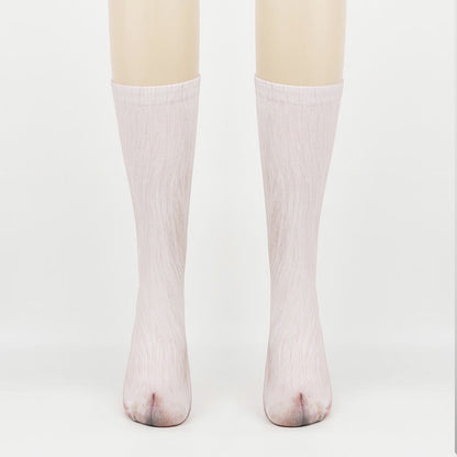 Chaussettes longues grande taille motif cochon, âne et cheval (3 paires) - Cochon - EU38-44 (US5-10) - image 3