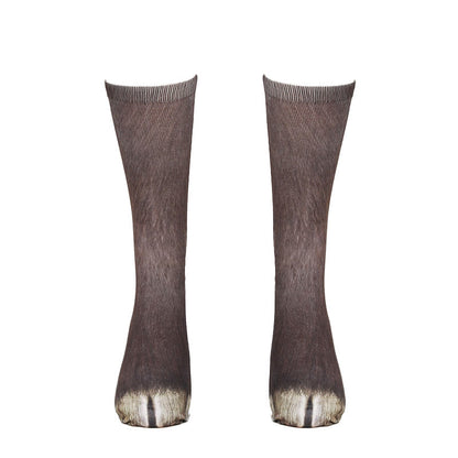 Chaussettes longues grande taille motif cochon, âne et cheval (3 paires)