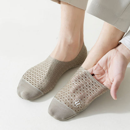 Chaussettes invisibles en maille de couleur unie grande taille (6 paires)