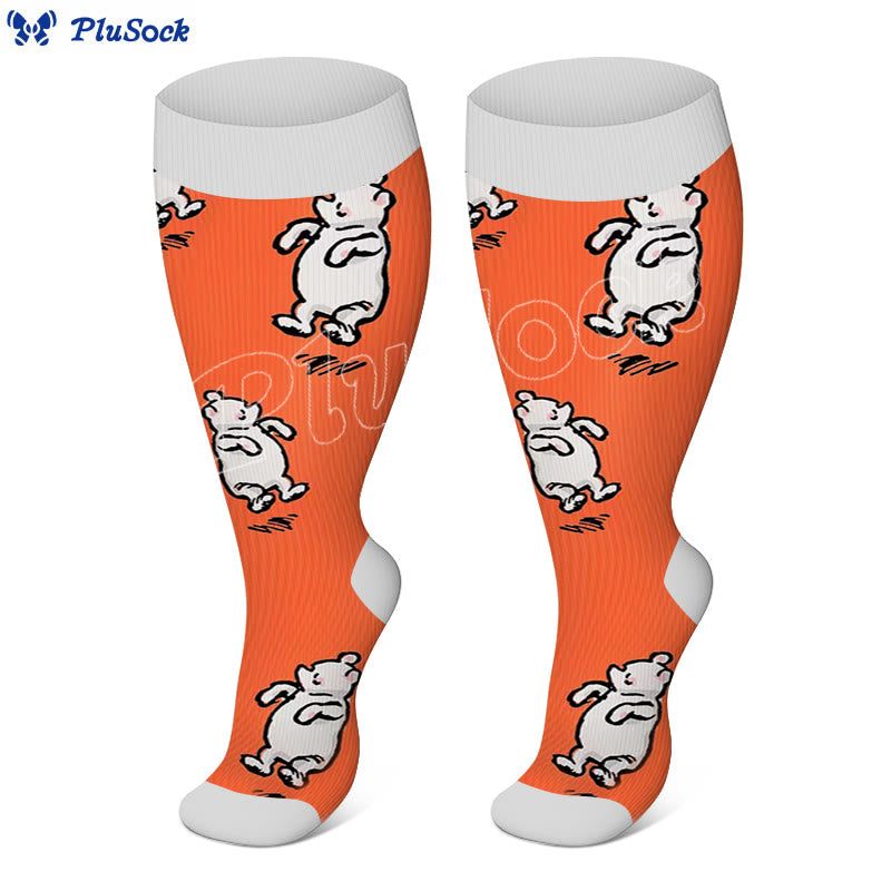Chaussettes de compression grande taille motif ours et lapin - Orange - 4XL - image 6