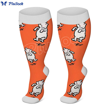 Chaussettes de compression grande taille motif ours et lapin - Orange - 4XL - image 6