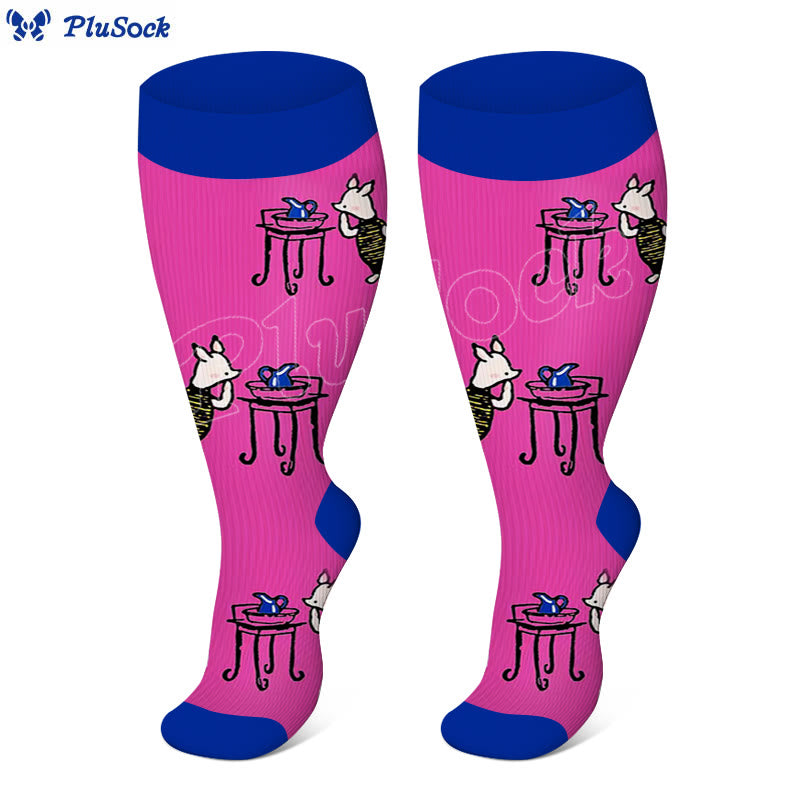 Chaussettes de compression grande taille motif ours et lapin - Rose - 4XL - image 4