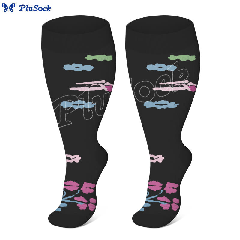 Chaussettes de compression grande taille à motif de fleurs et de papillons (4 paires) - image 7