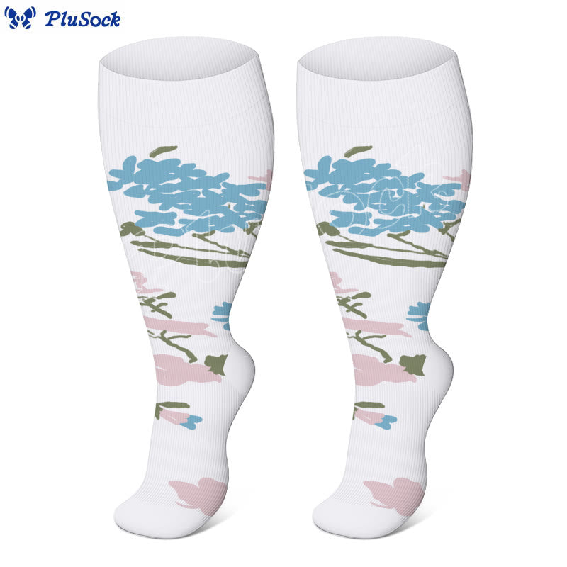 Chaussettes de compression grande taille à motif de fleurs et de papillons (4 paires) - image 6