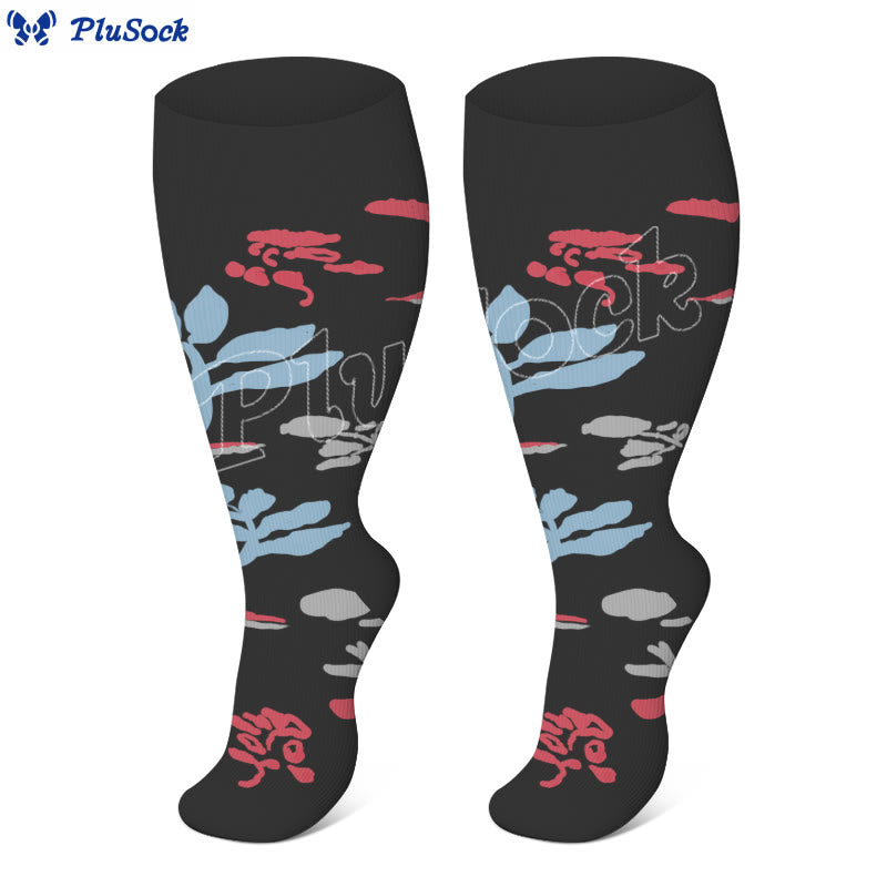 Chaussettes de compression grande taille à motif de fleurs et de papillons (4 paires) - image 6