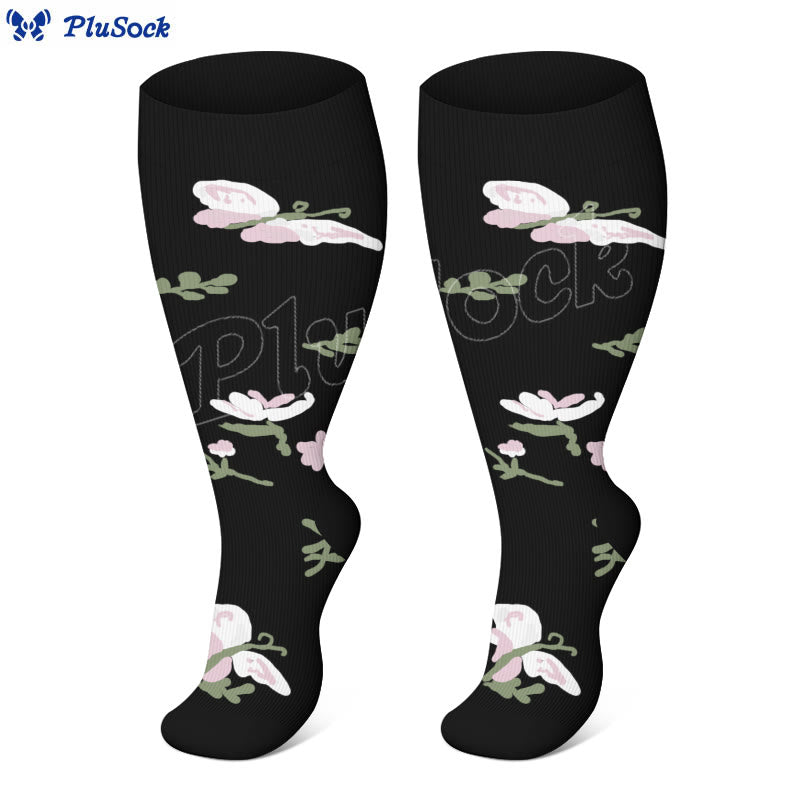 Chaussettes de compression grande taille à motif de fleurs et de papillons (4 paires) - image 4