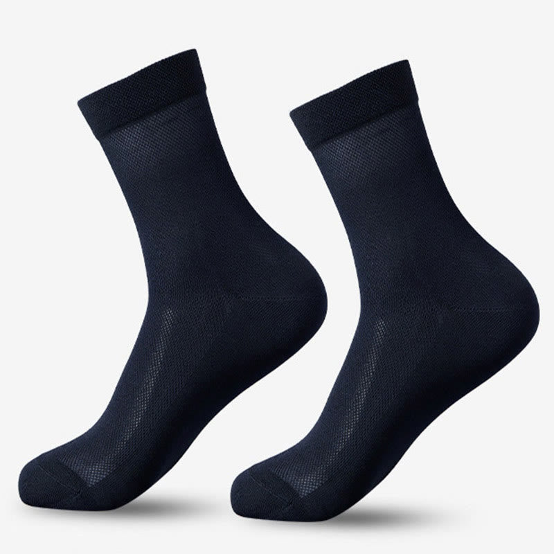 Chaussettes classiques en maille (5 paires) - Bleu marine - EU38-45 (US5-11) - image 5