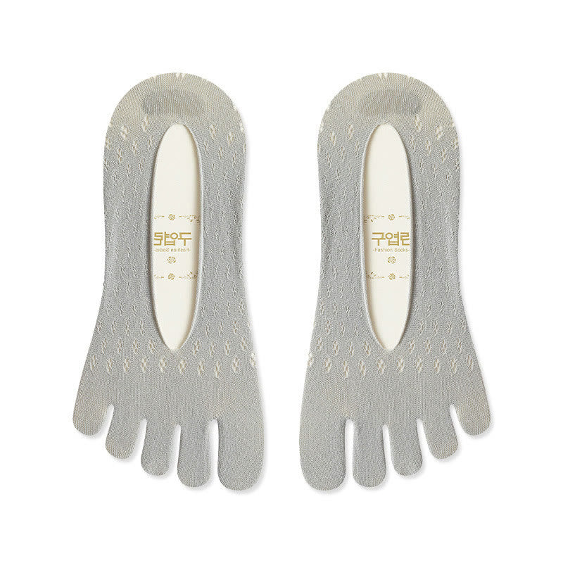 Chaussettes d'alignement en soie glacée (5 paires) - Gris - EU36-40 (US3-7) - image 10