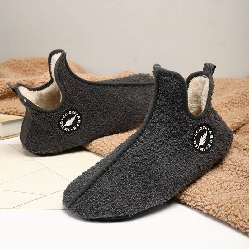 Chaussettes chaussons en peluche de couleur unie grande taille - image 1
