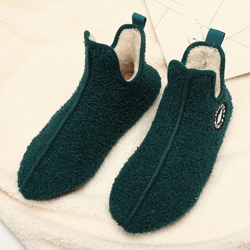 Chaussettes chaussons en peluche de couleur unie grande taille - Vert foncé - 3XL - image 12