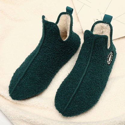 Chaussettes chaussons en peluche de couleur unie grande taille - Vert foncé - 3XL - image 12
