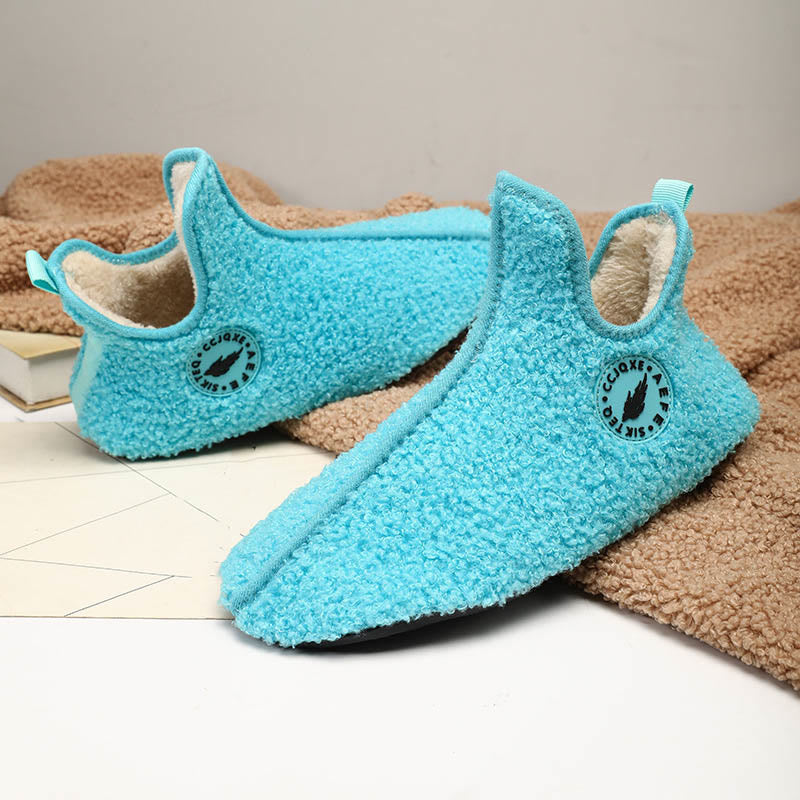 Chaussettes chaussons en peluche de couleur unie grande taille - Lac Bleu - 3XL - image 8