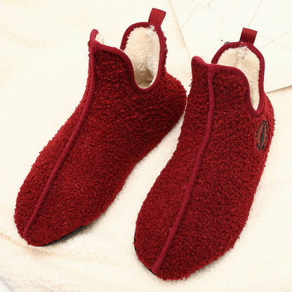 Chaussettes chaussons en peluche de couleur unie grande taille - Vin - 3XL - image 11