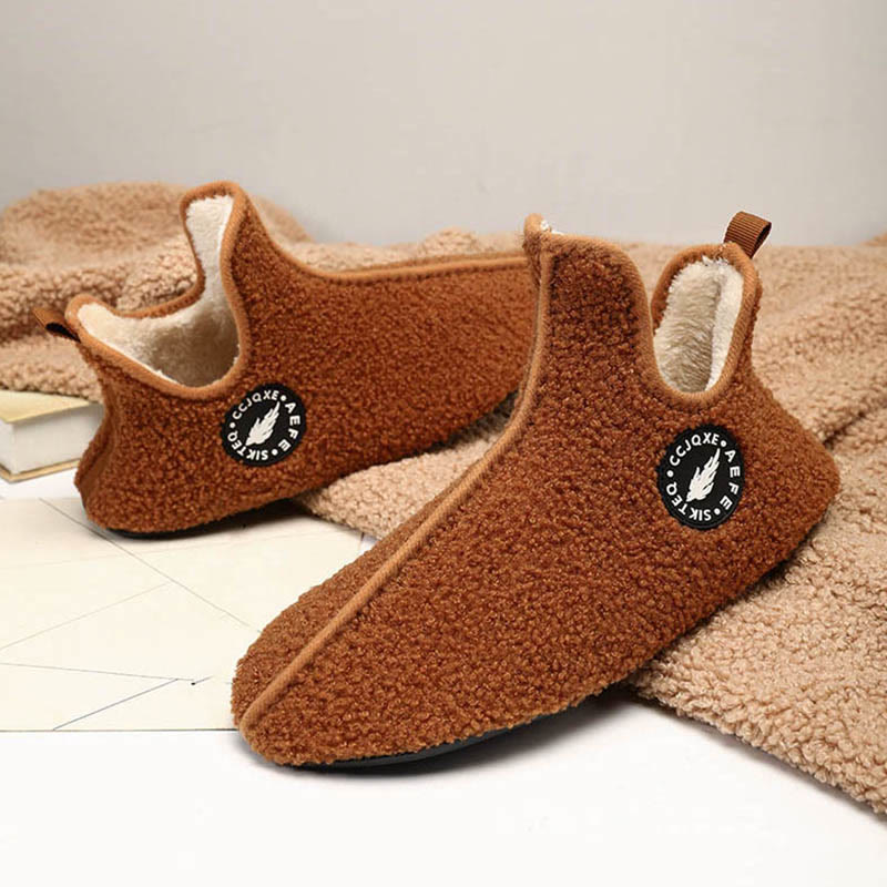 Chaussettes chaussons en peluche de couleur unie grande taille - image 2