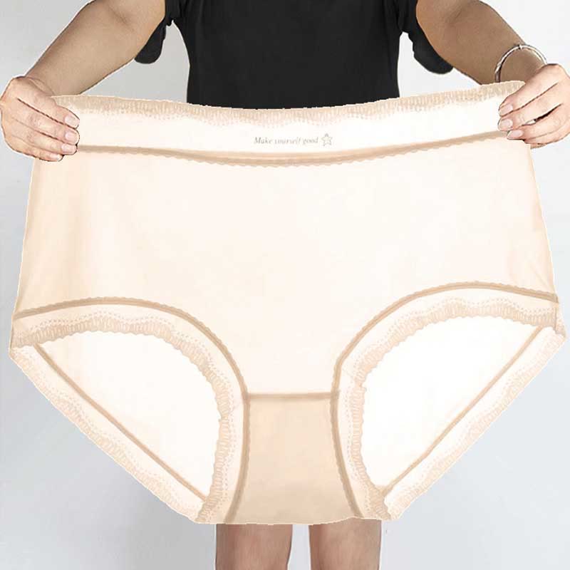 Culotte taille haute en soie glacée (paquet de 5) - Nu - 3XL - image 3