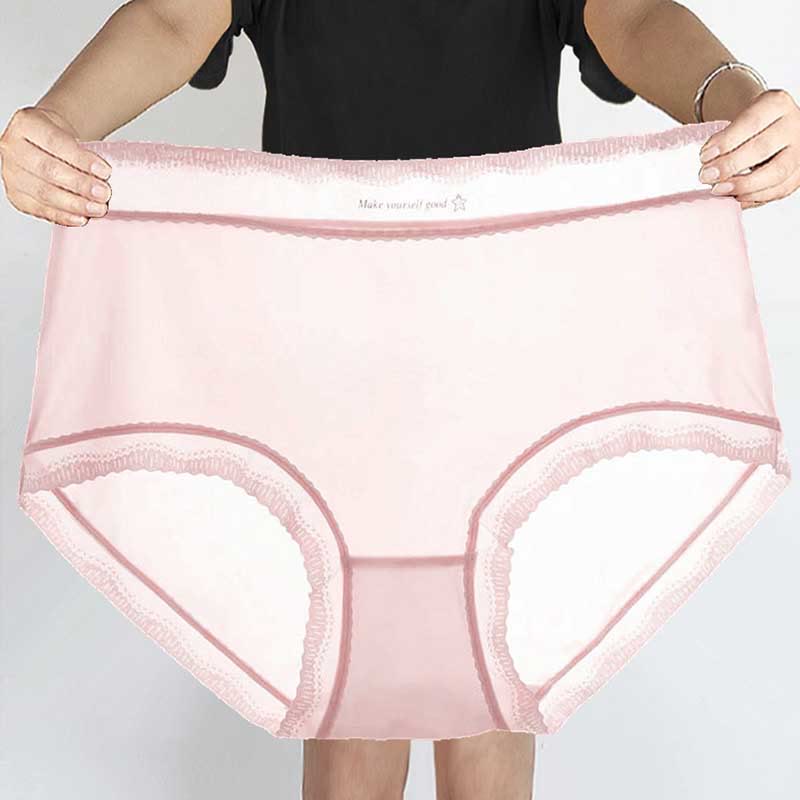 Culotte taille haute en soie glacée (paquet de 5) - Rose - 3XL - image 1