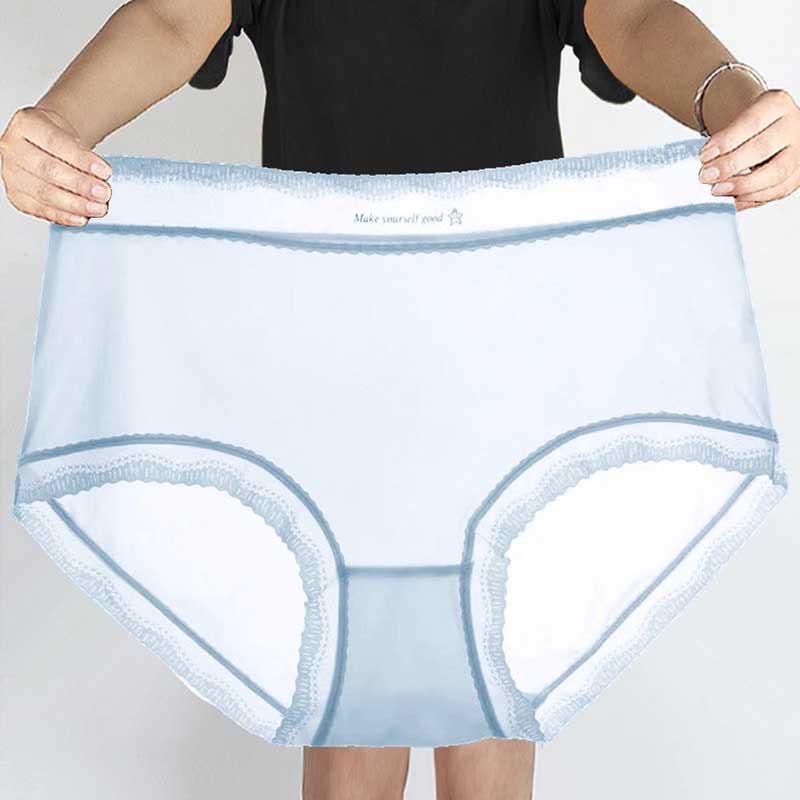 Culotte taille haute en soie glacée (paquet de 5) - Bleu - 3XL - image 2
