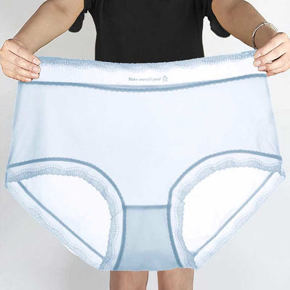 Culotte taille haute en soie glacée (paquet de 5) - Bleu - 3XL - image 2