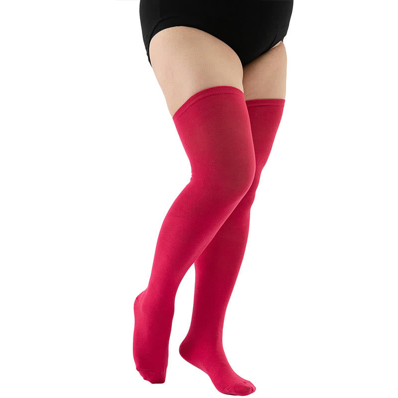 Chaussettes hautes couleur unie grande taille (2 paires) - Fuchsia - Convient à 198 lb - image 11